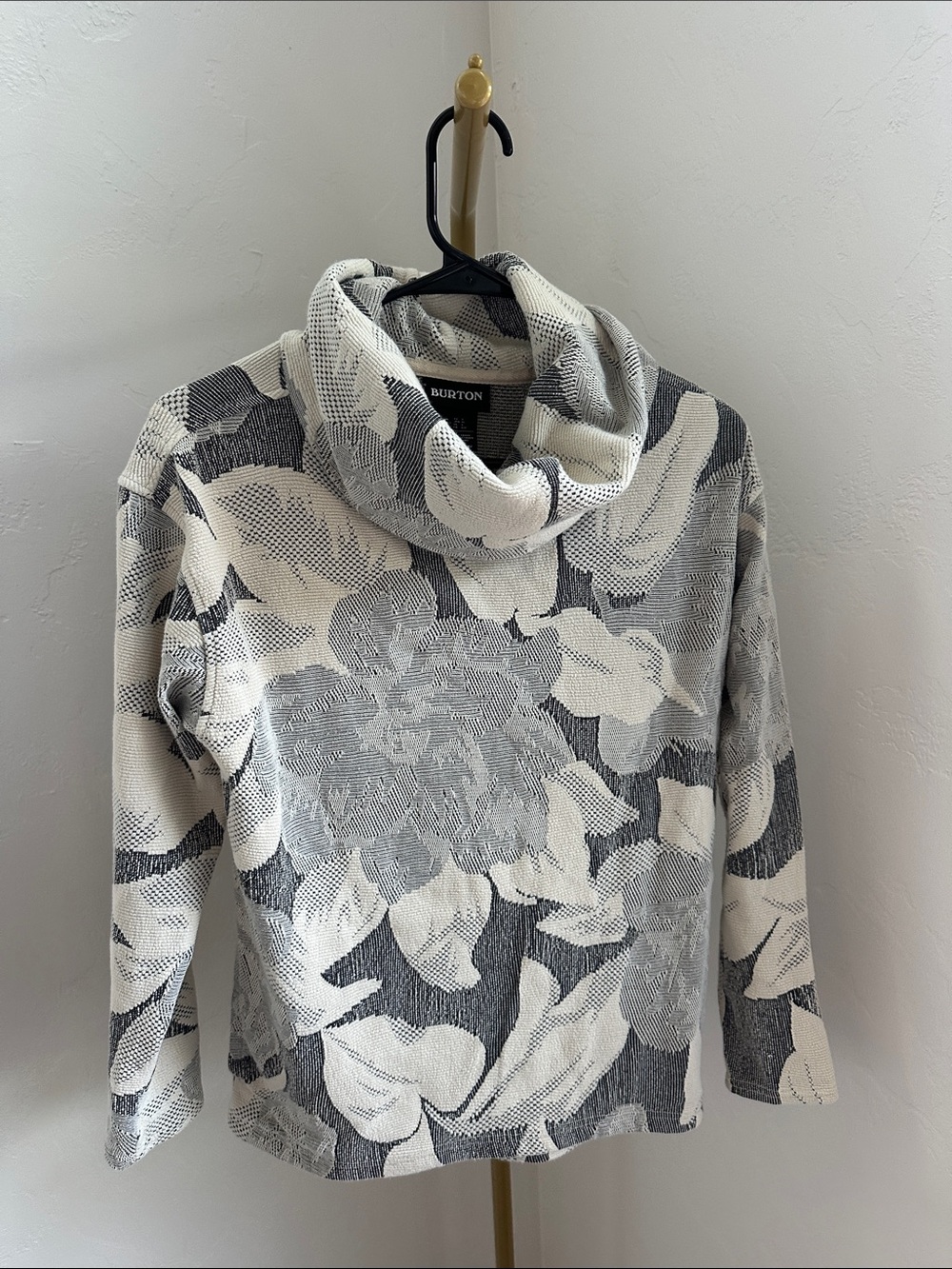 Burton Gray and Cream Floral Cowl Neck Sweater
